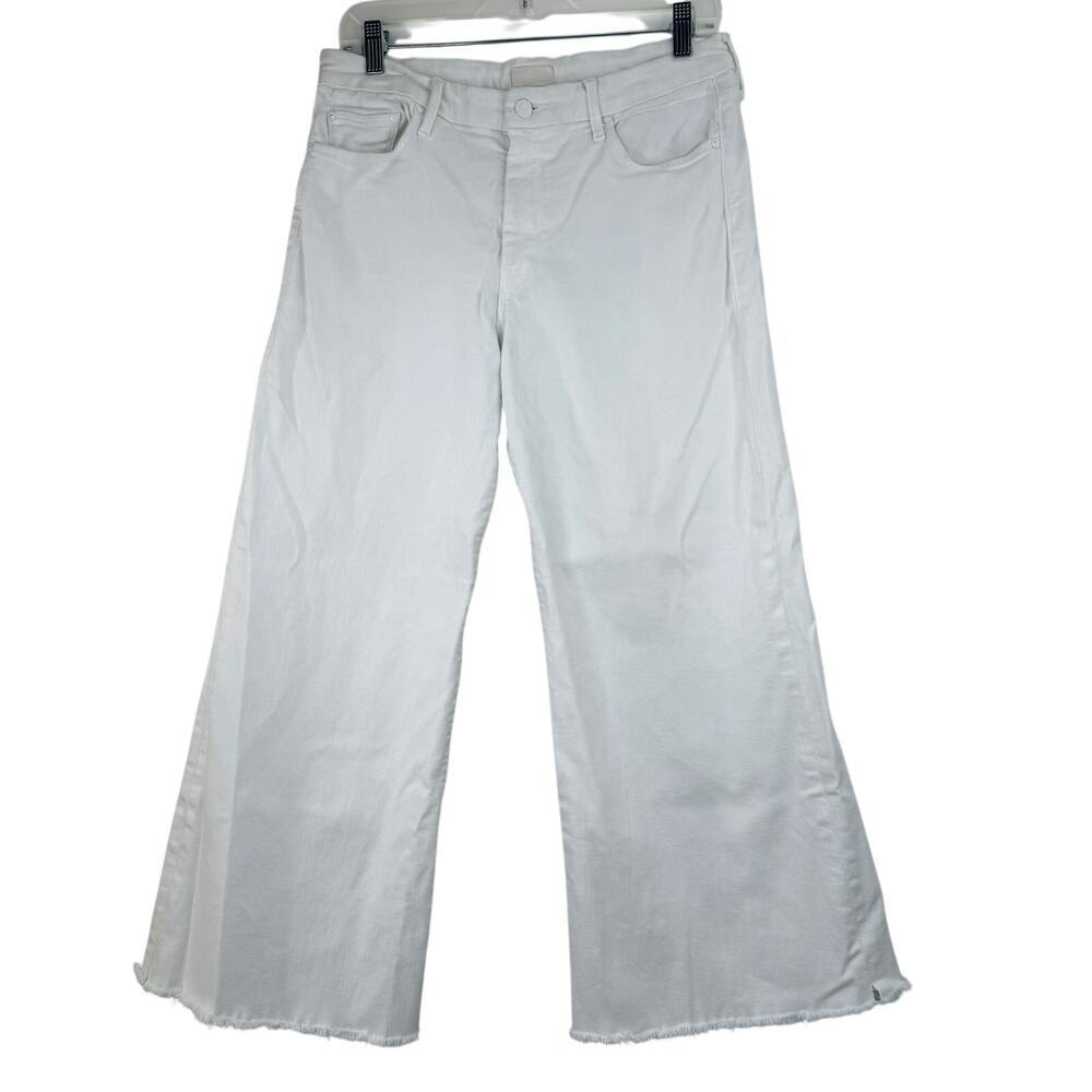 Mother Women's The Roller Fray White Cropped Wide Leg Jeans Size 31